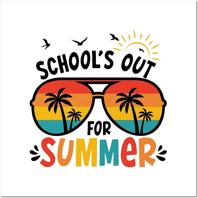 Retro Schools Out For Summer Last Day Of School Teacher Kids Wall Art by Tater's 